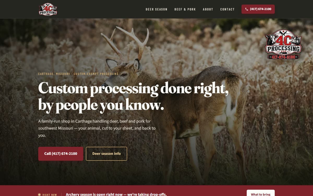 The 4C Processing website home page